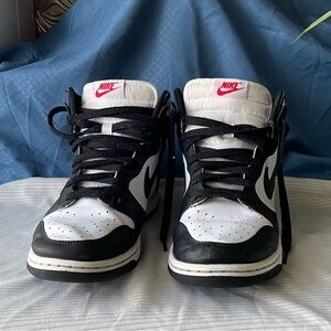 Nike Black and White High Top Sneakers with Red Accents. Size 10 Women’s